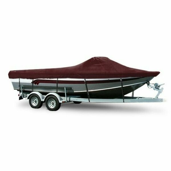 Eevelle Boat Cover ALUMINUM FISHING Walk Thru Windshield, Outboard Fits 23ft 6in L up to 100in W Burgundy SCAVWT23100B-BRG